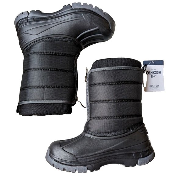Oshkosh B'gosh Kids Boys Splash Rain Boot ETHAN Duck Boot Zipper Black/G… - Picture 1 of 5